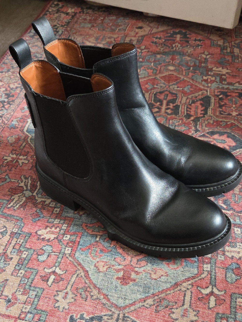 Coach Lyden Booties Black leather Chelsea Boots Size 10